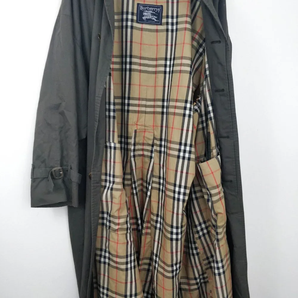 Vintage Burberry Olive Nova Check Coat with Liner